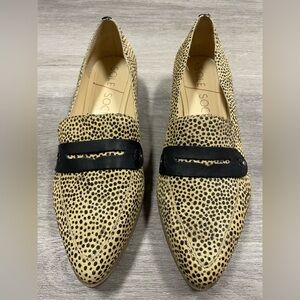 Sole Society Jessica Real Cow Fur Spotted Tan and Black Flats Women’s Size 9M